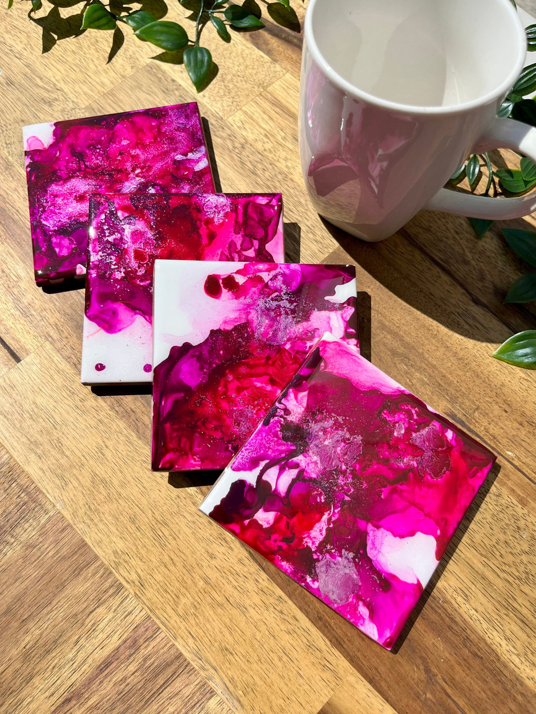 Pink Explosion Resin Coasters