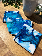 Load image into Gallery viewer, Blue Splash Resin Coasters
